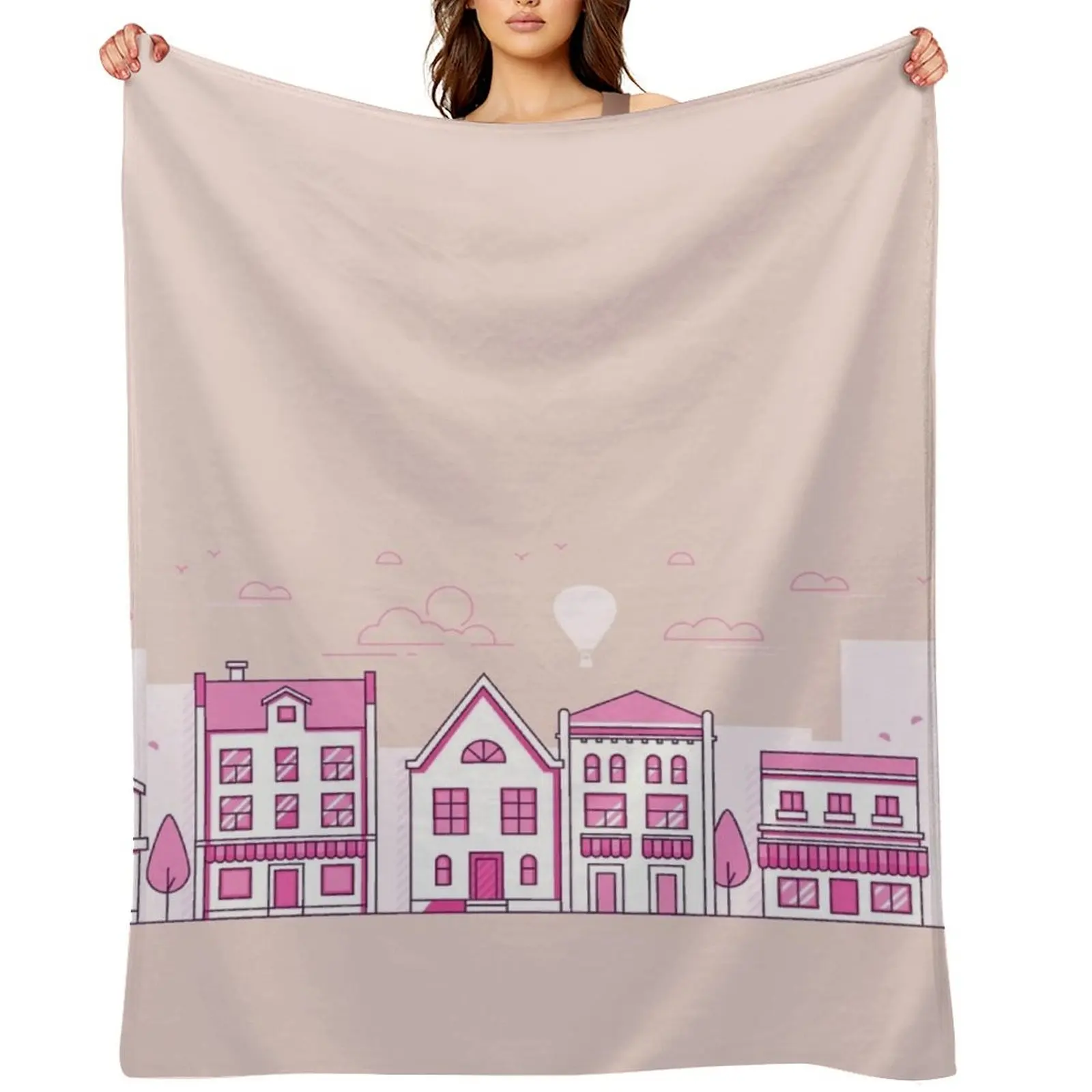 

City Architecture Pink Throw Blanket Nap valentine gift ideas Luxury Throw Decorative Sofa Blankets