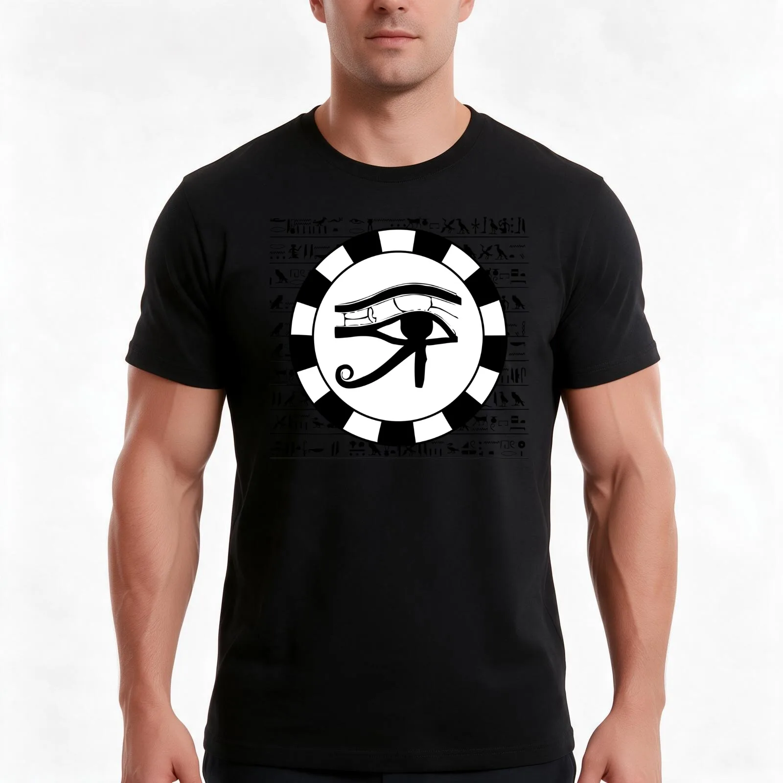 Eye of Horus T-Shirt, Summer Casual Cotton Tee, Oversized Streetwear Tops, Vintage Graphic Print, Loose Fit Short Sleeve