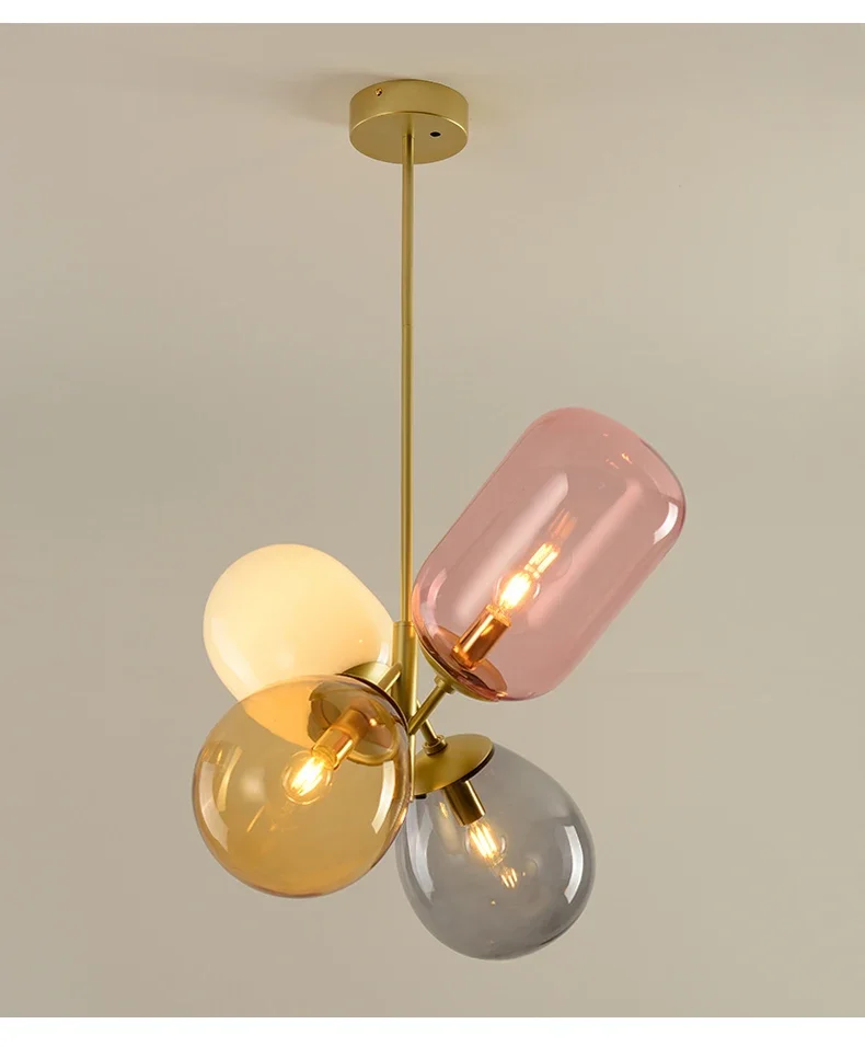 Lampe LED Suspendue en Verre avec Ballon Coloré de Style Nordique, Luminaire Décoratif d'Nik, Idéal pour une Chambre d'Enfant, une Salle à Manger ou une Chambre à Coucher