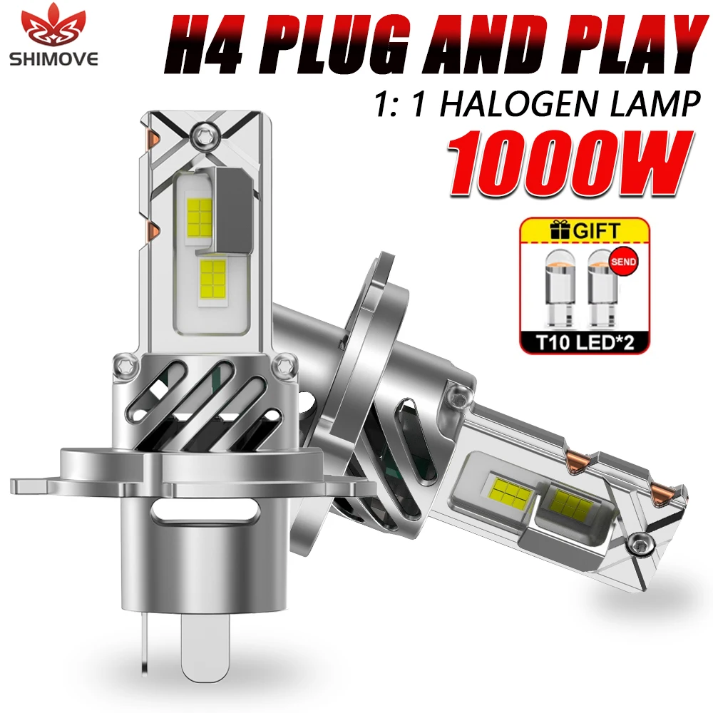 

H4 1:1 Мини-размер Plug And Play Мотоцикл Автомобильные светодиодные фары 1000 Вт 6000 К Белый Дальний ближний свет Мотоциклетные фары Противотуманные фары