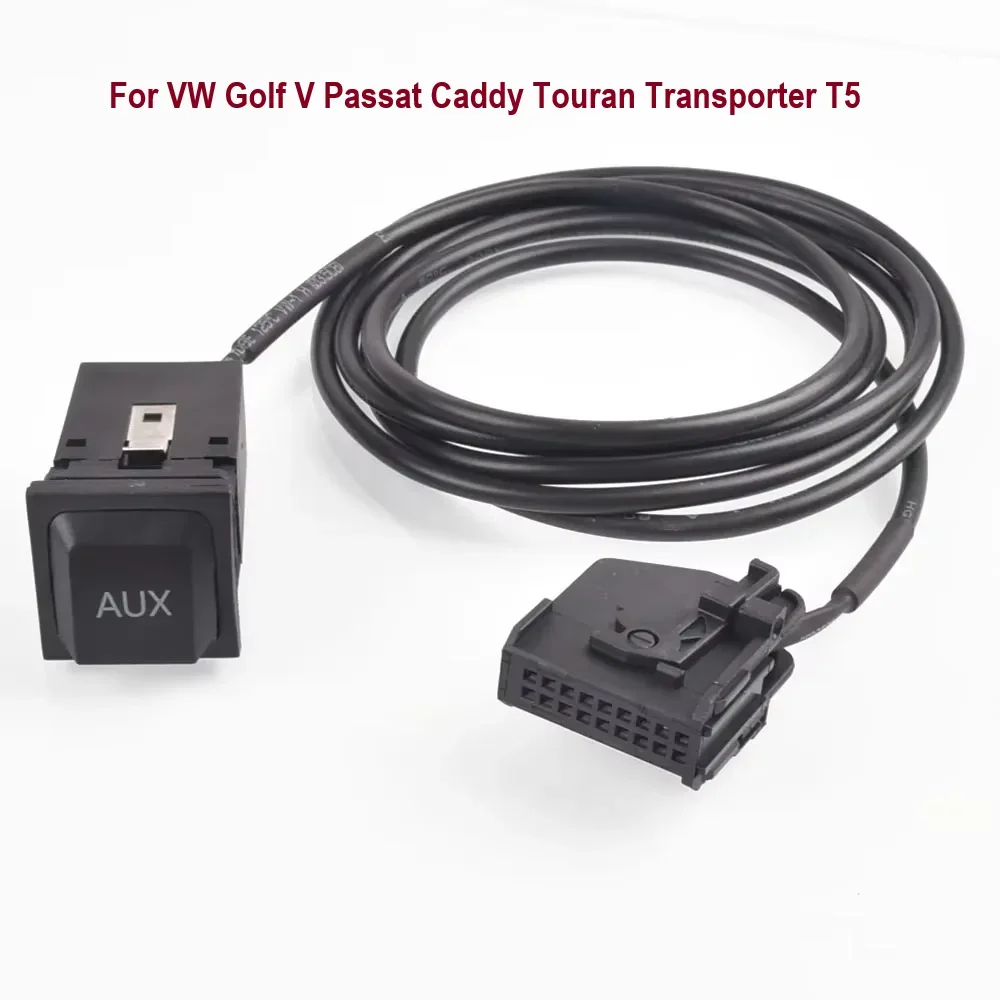 18Pin  Auto Car Aux-in RNS2 MFD2 AUX Button Audio Adapter Socket Kit For VW Golf V Passat Caddy Touran Transporter T5