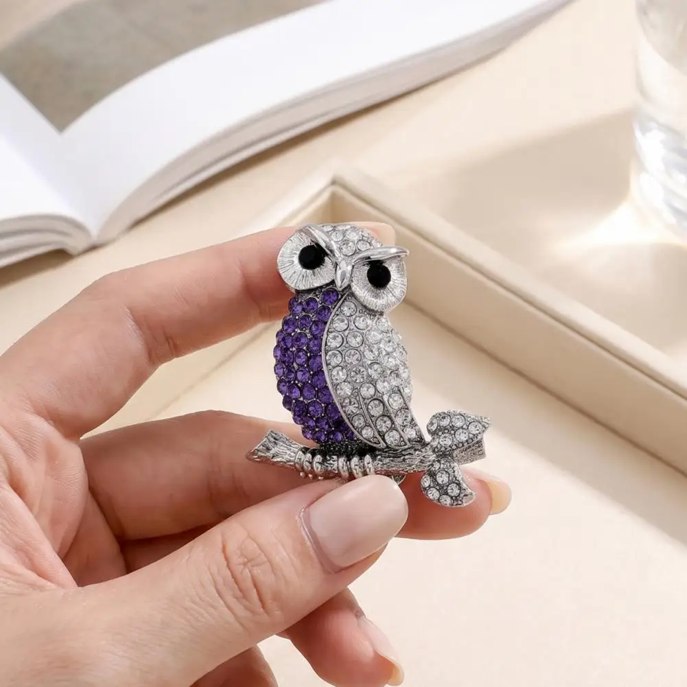 Themed Pin Rhinestone Owl Brooch Pin Alloy Bird Lapel Pin Animal Decorative Jewelry Accessory for Suits Coats Bags Women Men