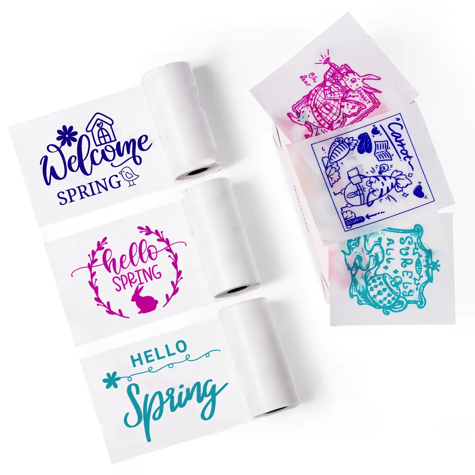 Clear Self-Adhesive Sticker Paper (Cyan/Blue/Pink/Black) for Mini Printers Photo/Checklist/Image Labels HD Transparency for Note