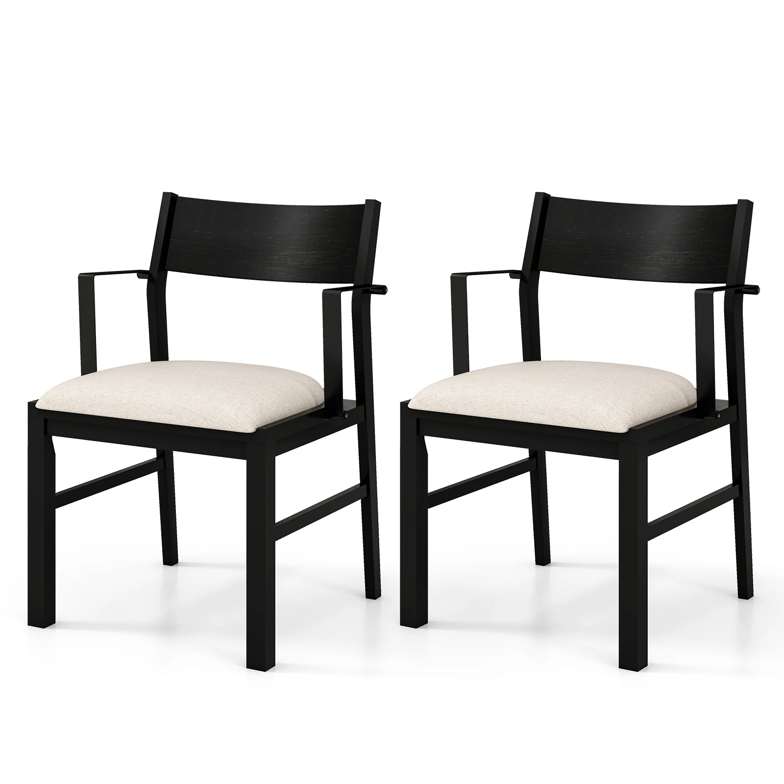 Dining Chair with Arms Set of 2 Modern Kitchen Chairs w/ Contoured Backrest