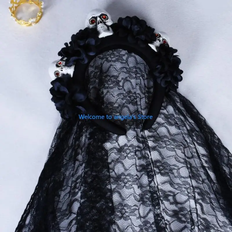 X4YC Skeleton Veil Hairband Antypoślizgowa ramka Hairpiece idealna dla entuzjastów cosplayów