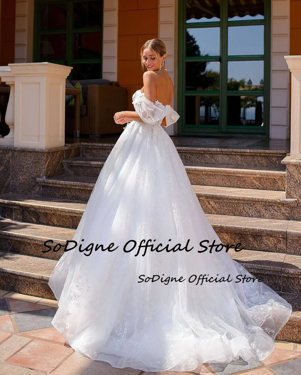 SoDigne A-Line ลูกไม้ Appliques Boho ชุดเจ้าสาว Sweetheart ปิดไหล่ชุดแต่งงานชายหาดยาวชุดเจ้าสาวที่กําหนดเอง