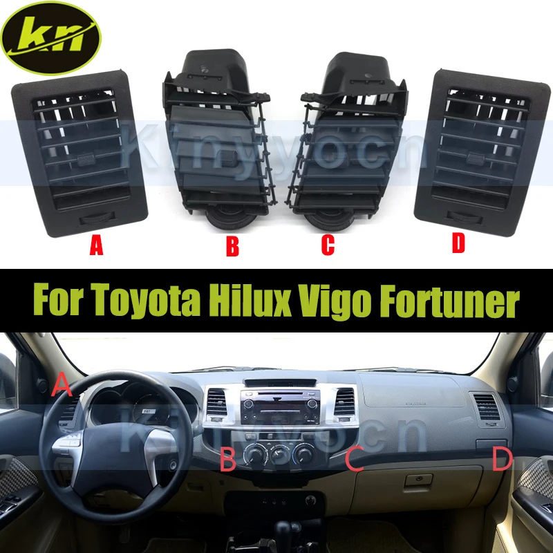 Rejilla de Ventilación de Aire Acondicionado para el Tablero Delantero, Salidas de Aire Acondicionado para Toyota Hilux Vigo Fortuner 2008-2014, Rejilla de Ventilación de Aire para la Consola Central