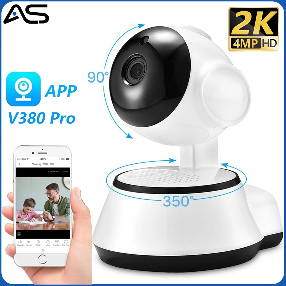 4MP V380 Pro Mini WiFi IP Camera Wireless interna Sicurezza domestica Rilevamento umano CCTV Sorveglianza Telecamera per visione notturna a colori