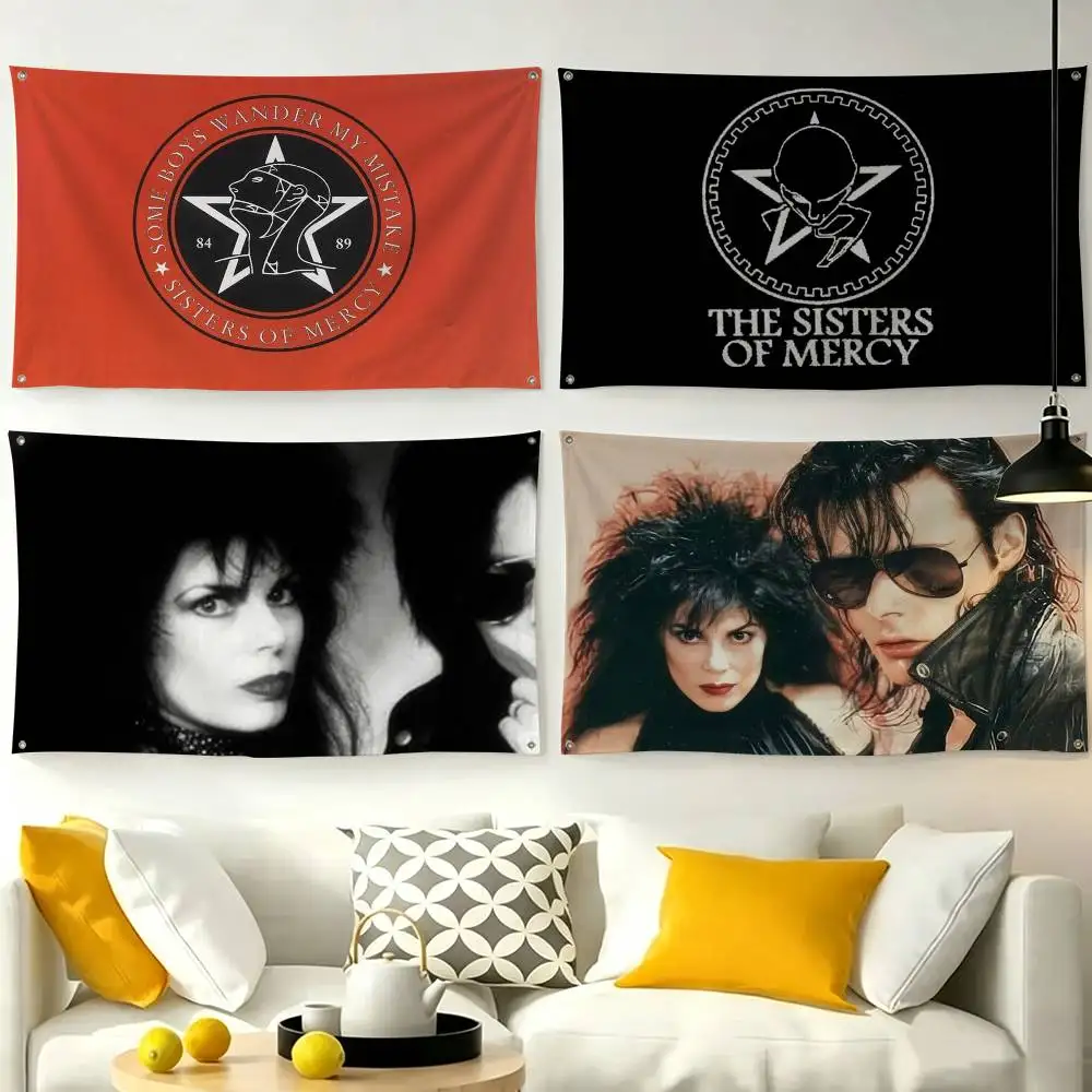 The Sisters of Mercy  Flags Wall Hanging Tapestry Outdoor Garage Room Decorative flag Background Blanket