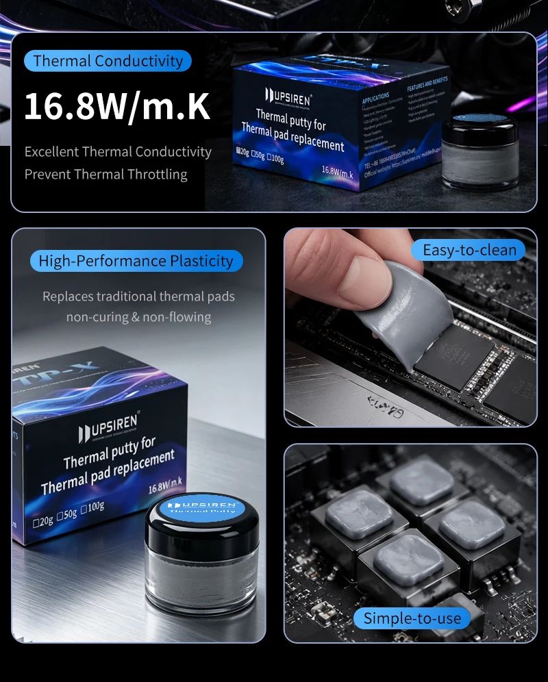 UPSIREN UTP-6 UTP-8 UTP-X Für VGA GPU IC Prozessor Thermal Pad Ersatz Wärme Blockieren Kitt Thermische Kitt Schnelle Kühlung – Detail 24