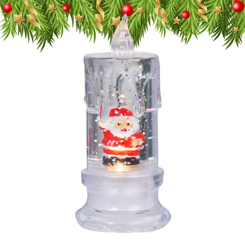 Christmas Electric Candles Flameless Candles Taper Candles Floating Candles Night Water Flow Candles Light LED Snow Globe Decor