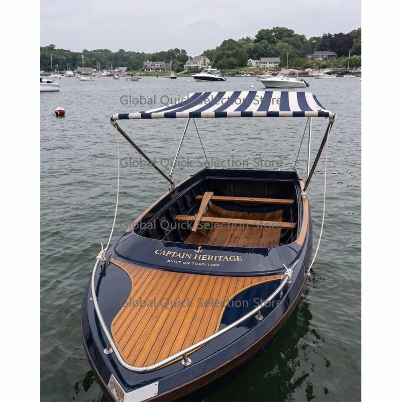 16ft Composite Boat with Canopy Lu-xury Leisure Boat for Resort Lake Marina and Waterfront Recreation 480.06Lx139.7Wx65H cm