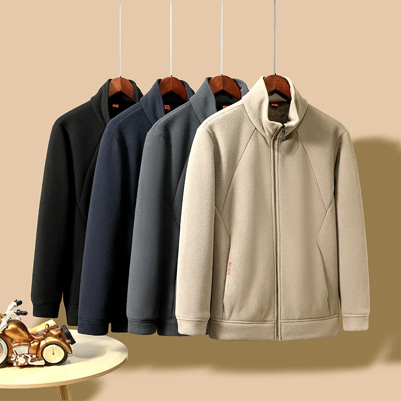Men's Jacket Casual Windproof Warm Cold-Proof Thickened Coat Winter Windproof Stand Collar Zipper Jackets
