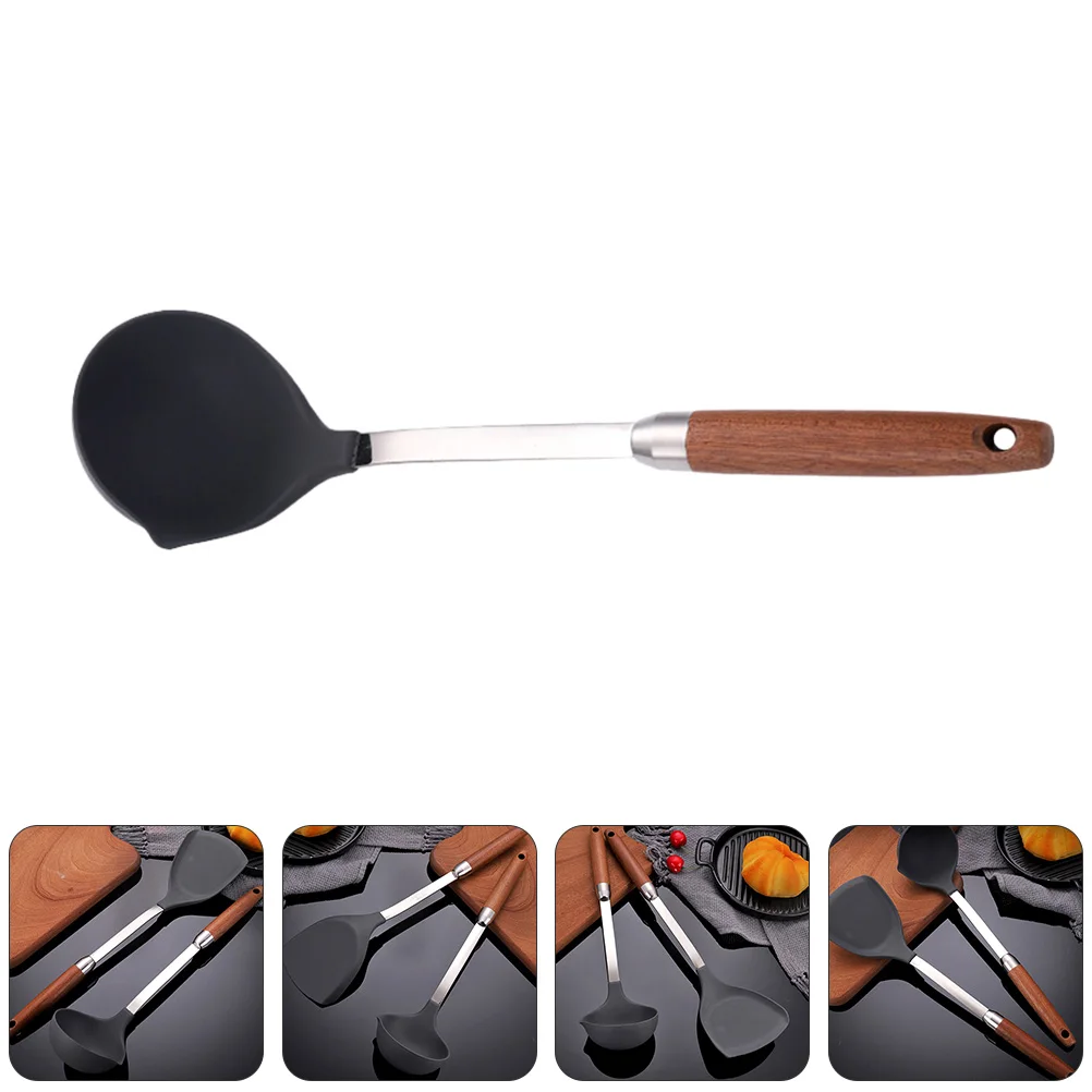 

Silicone Ladle Spoon Heat Resistant Non Stick Cooking Tools Soup Serving Kitchen Gadgets Food Grade Wooden H Easy