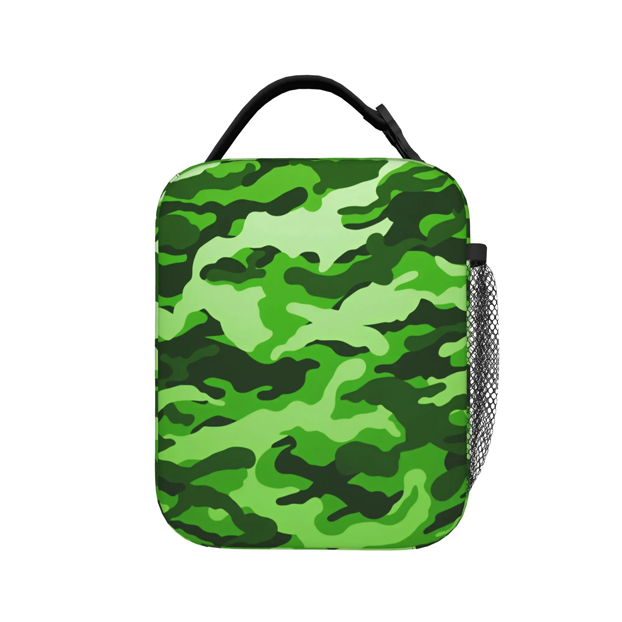 Vivid Green Jungle Camo Lunch Bag Travel Portable Lunch Box For Child  Waterproof Custom Cooler Bag