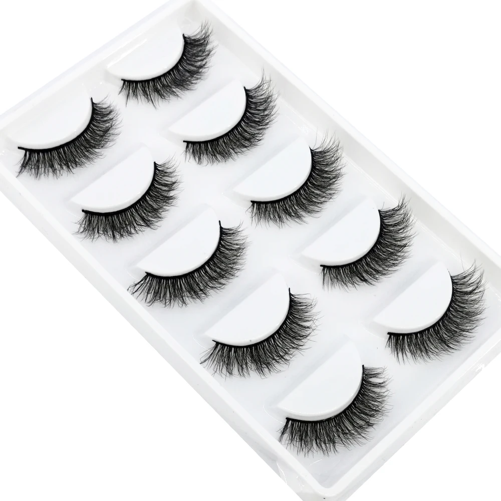 HBZGTLAD – Faux cils 3D soyeux, naturels, longs, épais, doux, 5 paires, pour maquillage