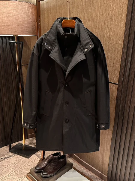 

High-End Men's Long down Jaet Tee-Way Wear Two-Piece Set Winter Polyester Fiber Fabric Warm Busin Sle White Goose down