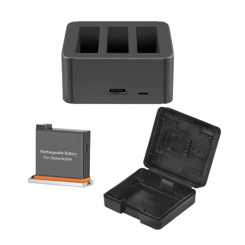 

For Dji Osmo Action 1 Power Battery Charger/Dual Slot Battery Storage Box/Shockproof Case For Osmo Action Camera Accessories