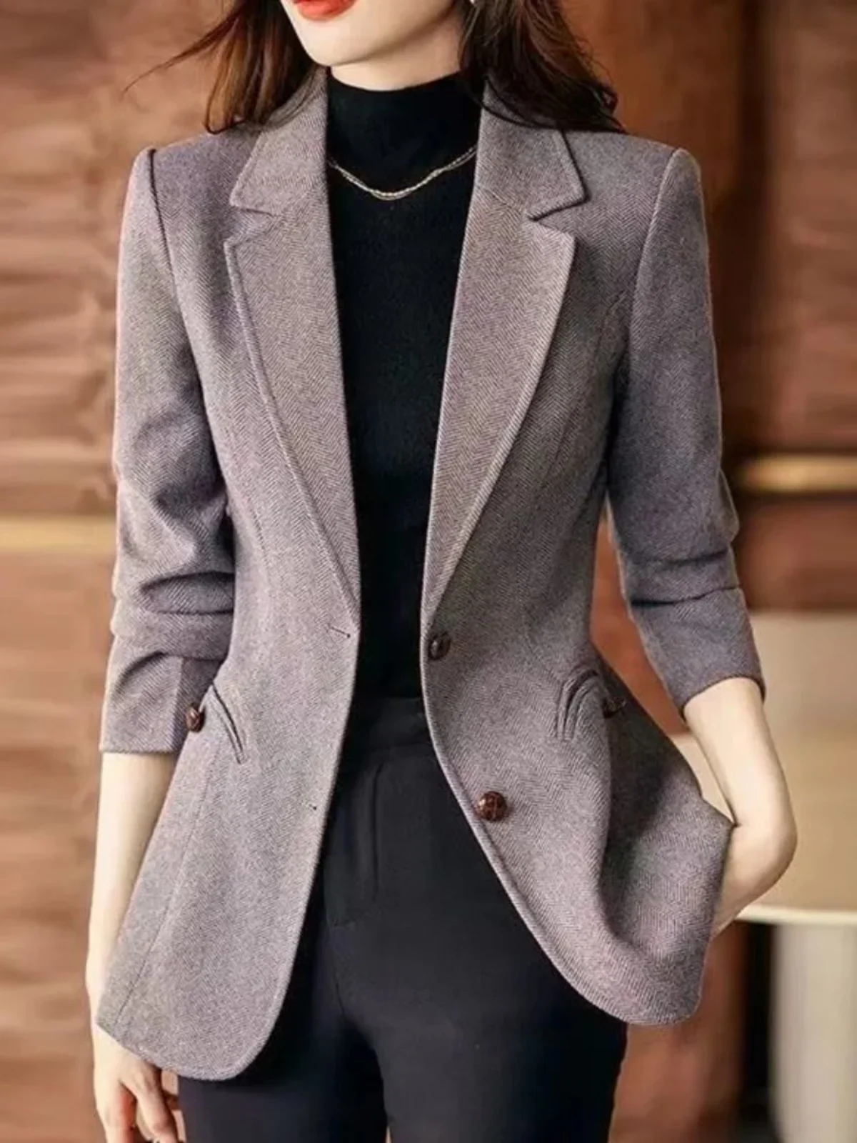 High-end Women's Woolen Suit Jacket Autumn and Winter Thickened 2024 New Korean Style Slim-fit Blazer Coat Office Lady Suit Top