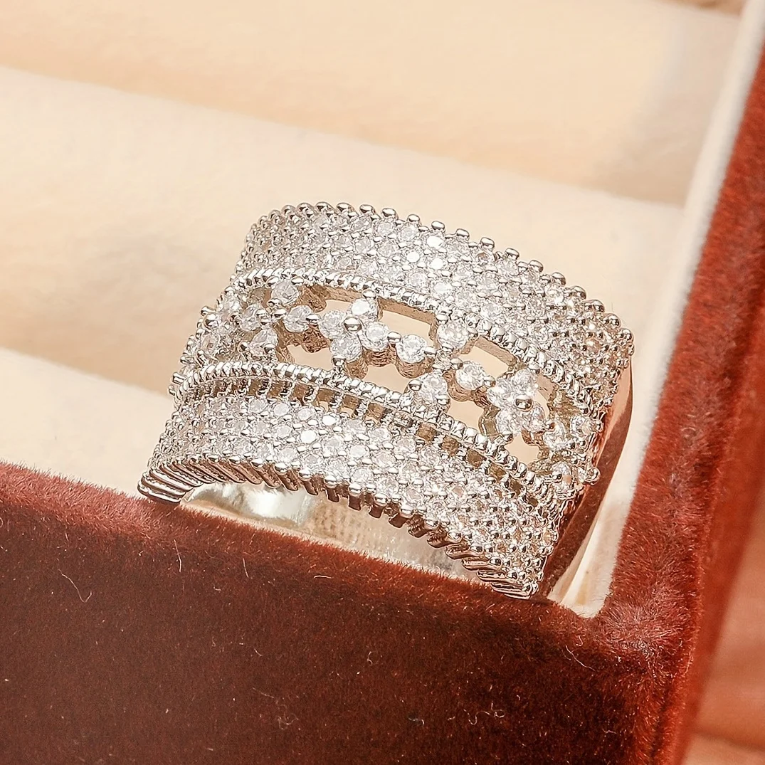 Elegant Princess Zirconia Stacked Chocker Ring for Women Perfect Valentine's Day Gift Wedding Engagement Promise Bride Eternity Ring Anniversary Ring Birthstone Ring Ladies Romantic Valentine's Day Gift Jewelry Gifts for Girls