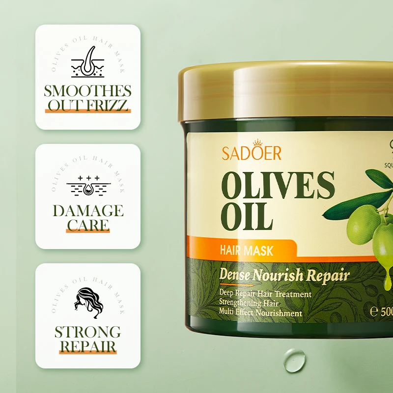 500 مللي SADOER زيت الزيتون إصلاح تليين مغذي ترطيب شامبو عميق بلسم قناع الشعر إصلاح تليين X0O4