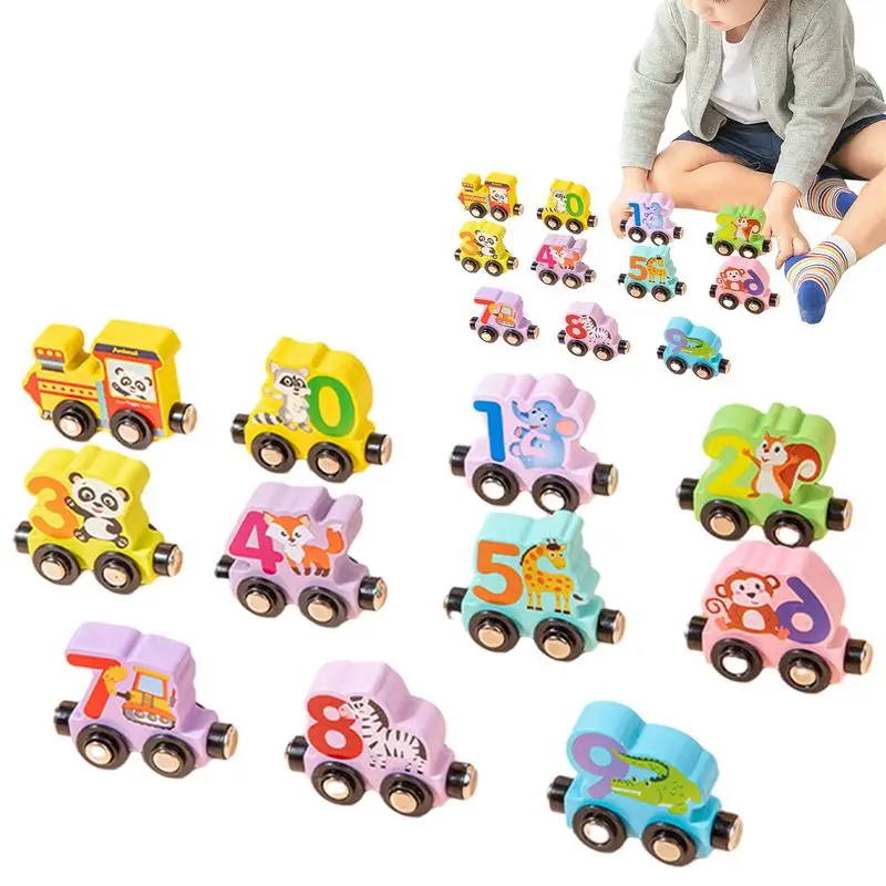 

Magnetic Number Train Wooden Educational Car Toy Color Cognition Toy Colorful Assembly Of Train Toy Magnet Number Train Children