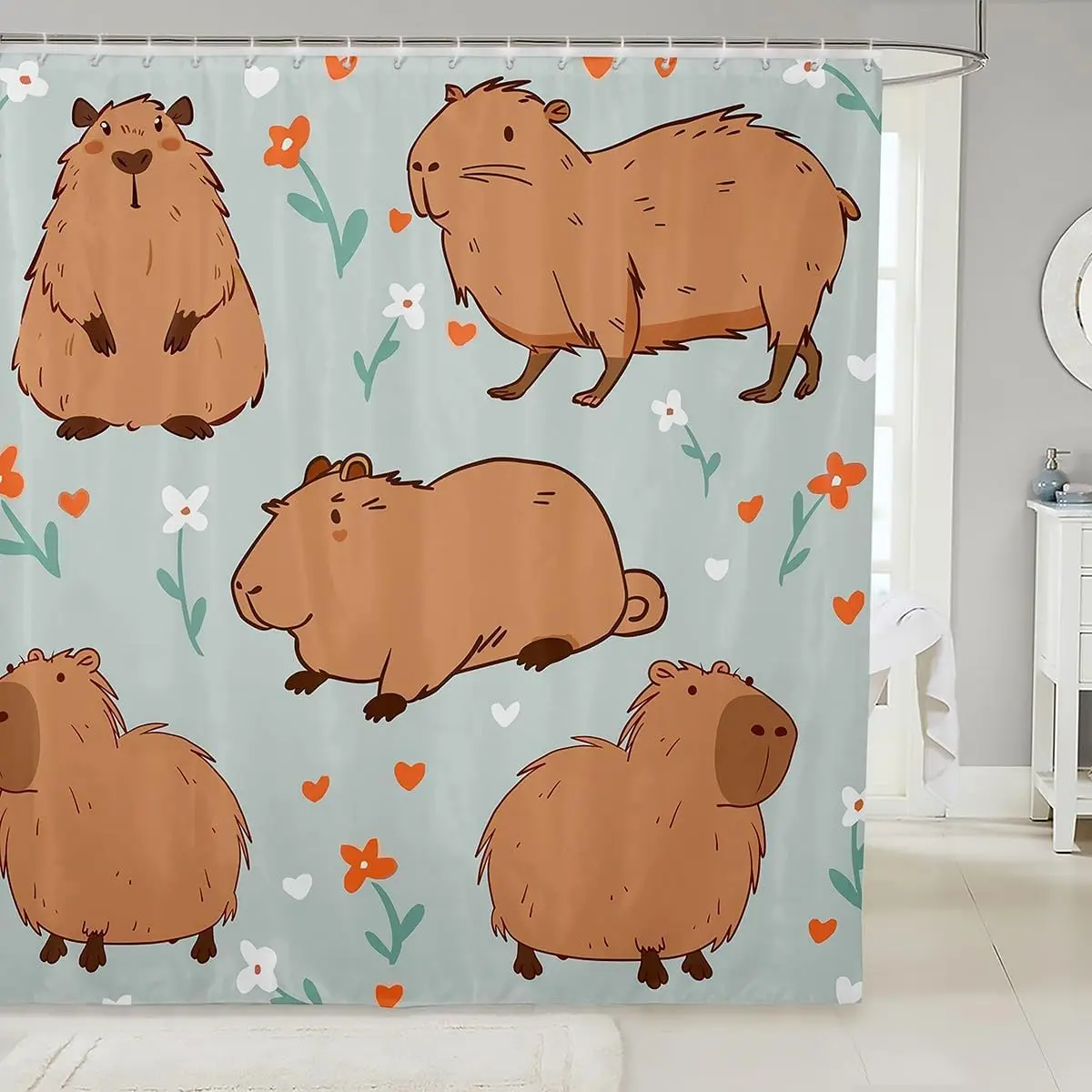 

Детские занавески для душа с рисунком капибары, забавные занавески для ванной комнаты с изображением грызунов, Южной Америки и животных для мальчиков и девочек, взрослых