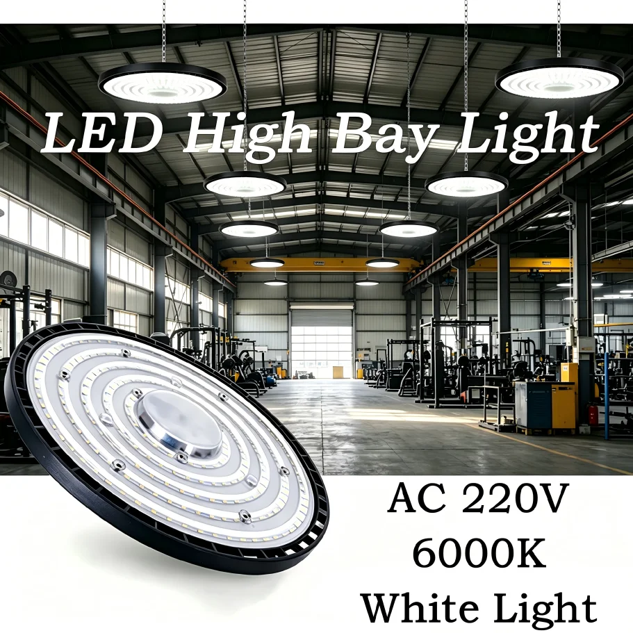 

UFO LED High Bay Light Super Bright IP65 Waterproof AC220V 100W 150W 200W 6000K For Warehouse Garage Factory Industrial Lighting