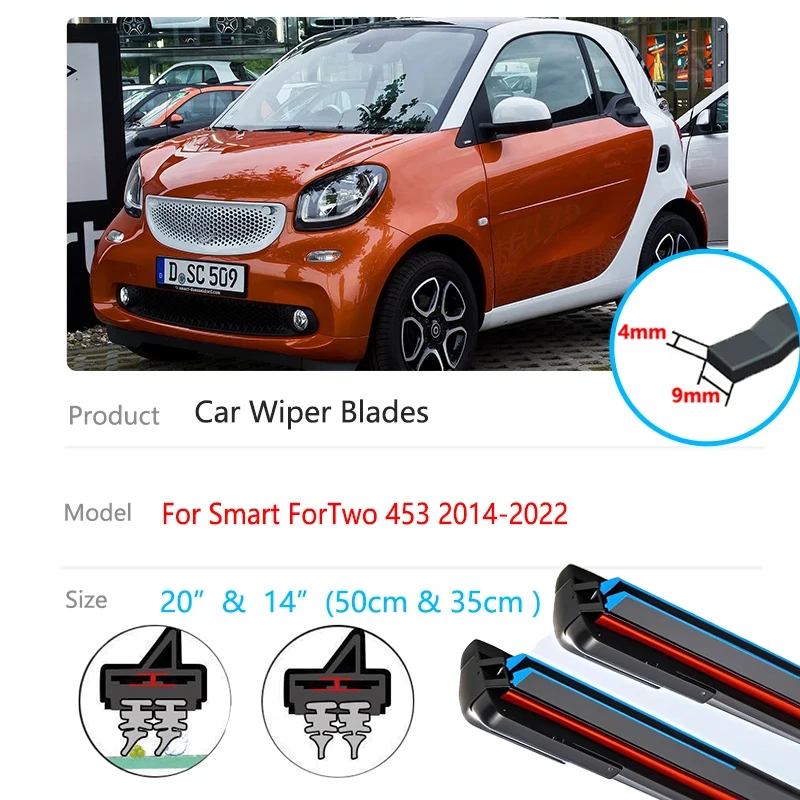 

2x Car Front Wipers Blade For Smart ForTwo 453 C453 A453 2014~2022 Windscreen Windshield Windows Auto Accessories 2021 2020 2019