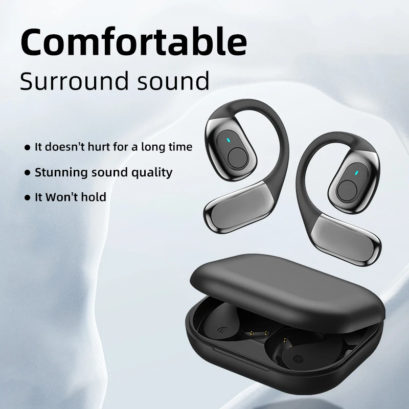 

Open-Ear Hook Headphones Wireless Earbuds ENC Noise Cancelling IPX7 Waterproof Sport Earphones Secure Fit for Running and Gym
