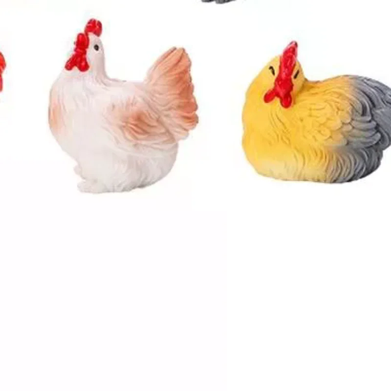 [1pcs Cartoon 3D Animal Mini Chick Cock Hen Resin Charms Mini Ornament DIY Accessories For Keychain Dollhouse Decor]