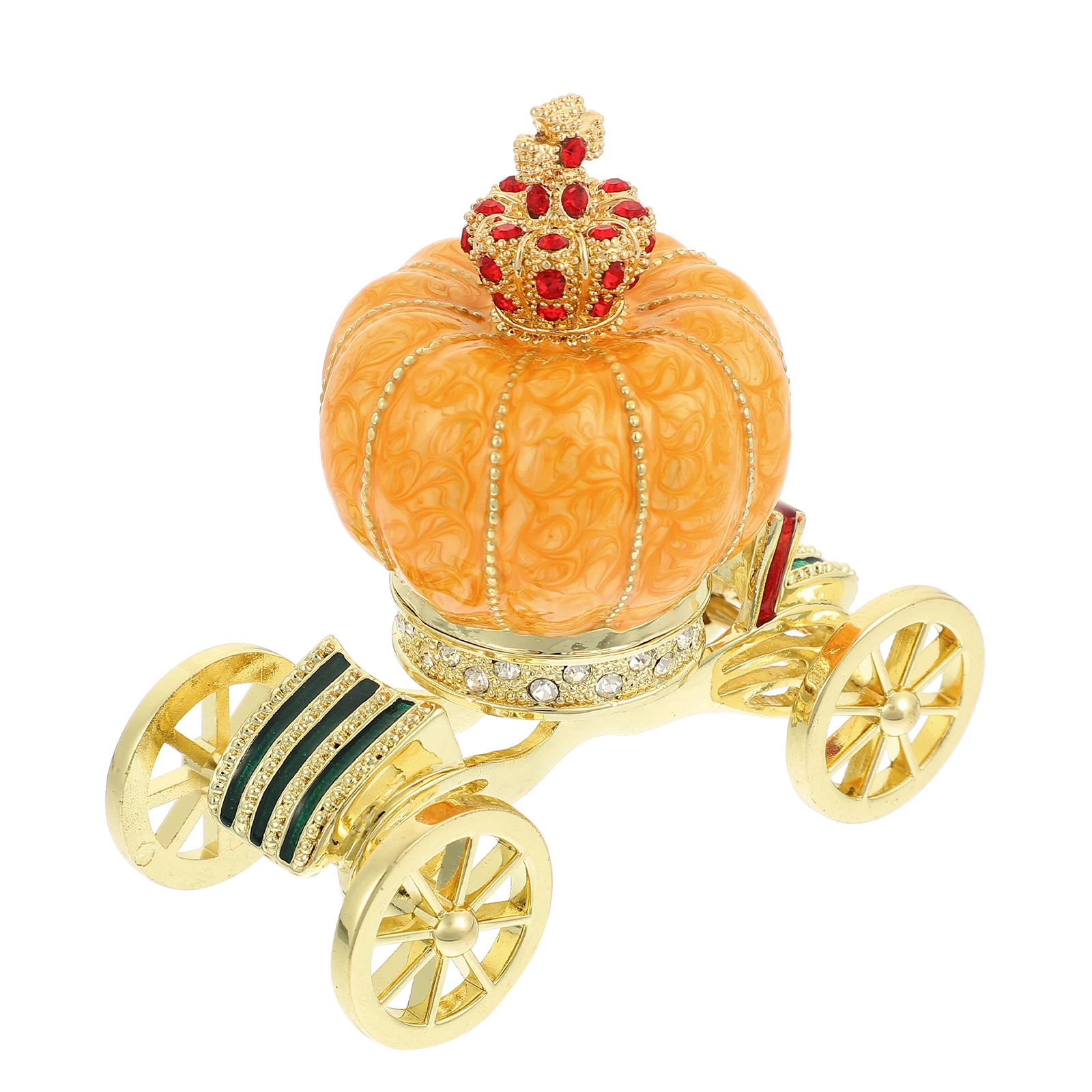 

Pumpkin Carriage Storage Box Alloy Vintage Trinket Boxes Birthday Gift Jewelry Decoration Simple Color Sturdy Durable Small