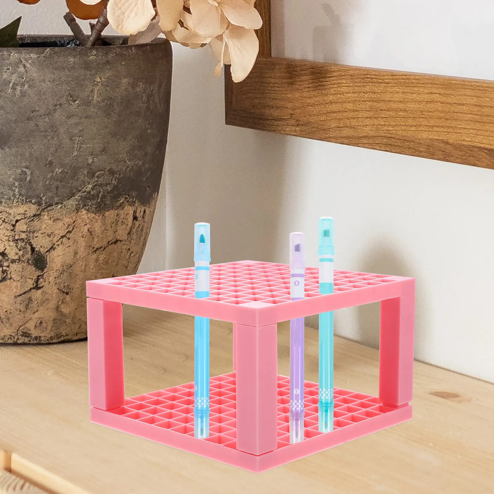 Smooth Surface Plastic Brush Holder Rack for Paint Brushes Drawing Tools Writing Supplies Desk Organizer Pen Pencil Storage