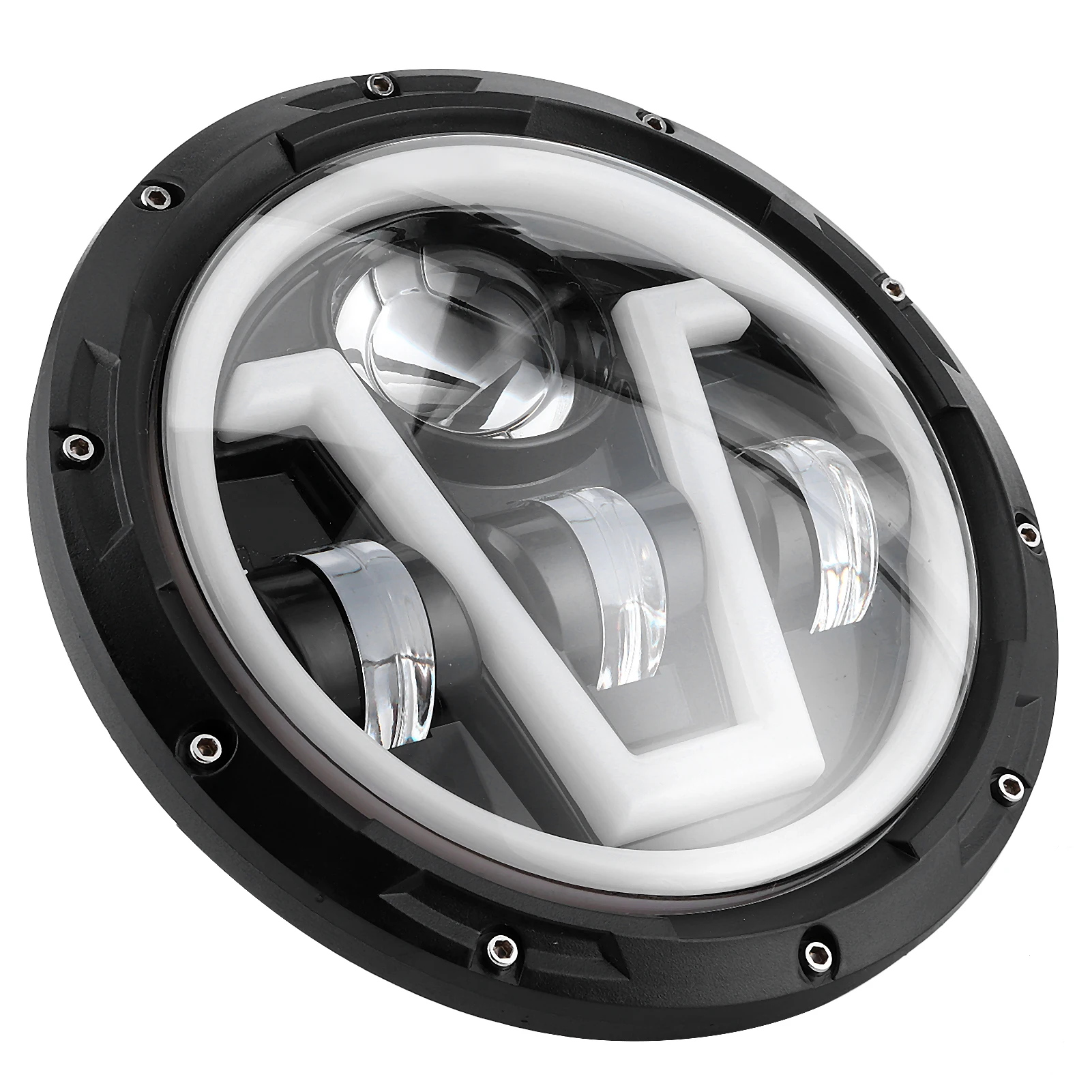 مصباح أمامي LED مستدير 7 بوصة أبيض أصفر فاتح IP67 مقاوم للماء مناسب لسيارة جيب رانجلر JK 2007-2018