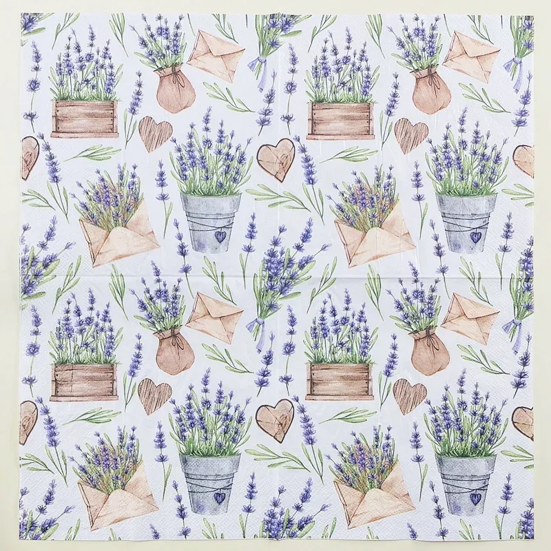 Printed Napkin Square Facial Tissue Hotel Restaurant Drawing Paper Lavender Colourful Tissue Napkin Placemat Mouthcloths 20pcs