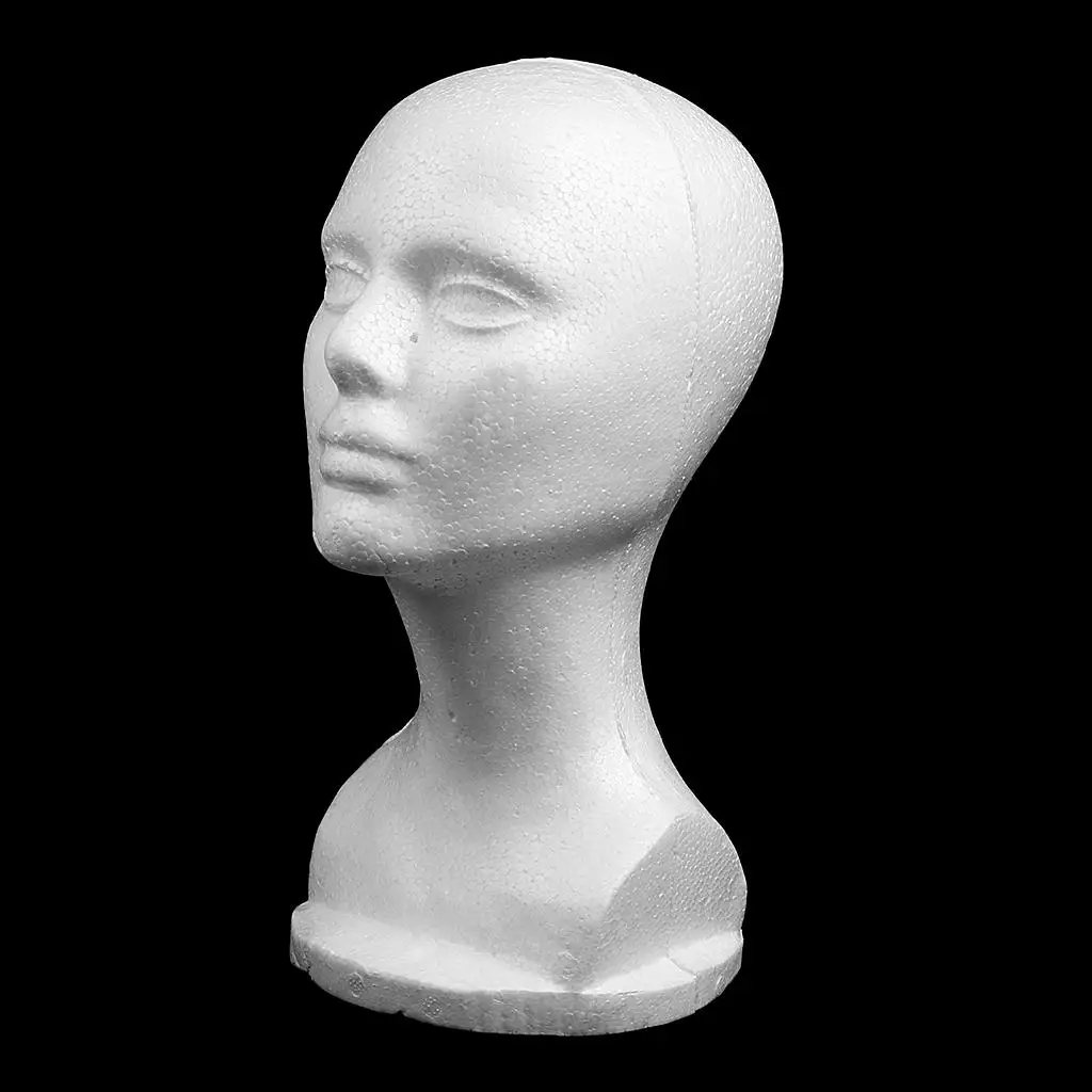 12'' Styrofoam Foam Mannequin Manikin Display Head Wig Hat Stand White Foams (White)