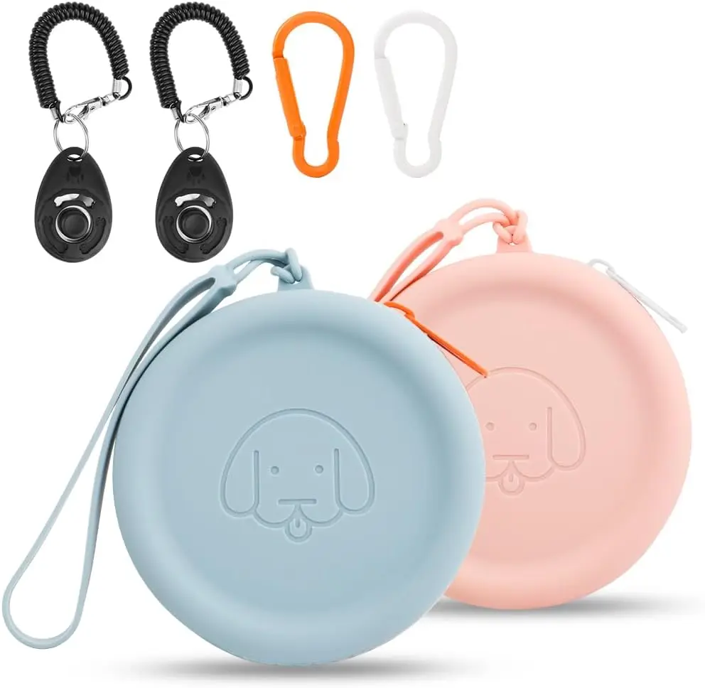 

Silicone Dog Treat Pouch, 2PCS Pet Walking Bag for Dogs and Cats, Pocket Size, Easy Clean, Odorless Zipper Design