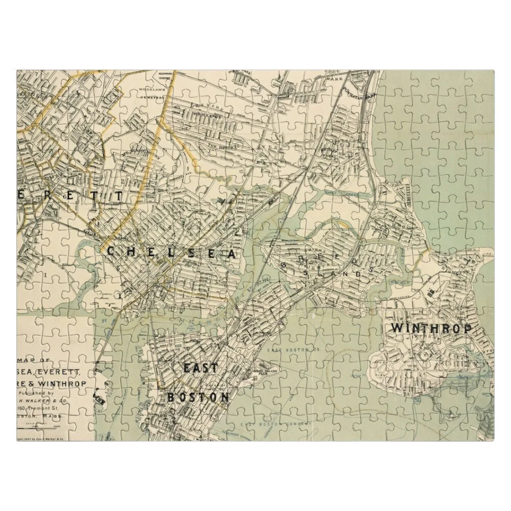 

Vintage Winthrop, Chelsea, East Boston & Revere MA Map Jigsaw Puzzle Custom Photo Puzzle