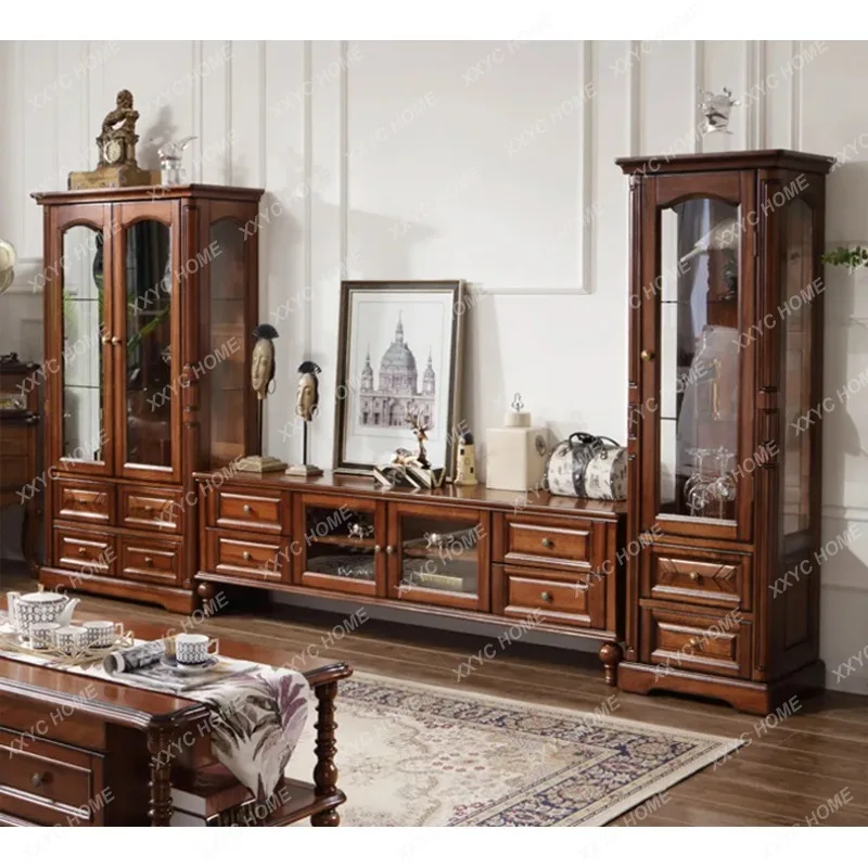 

JYAZXQ Style Solid Wood Wine Cabinet for Dining Room, Sideboard, Living Room Double Door Wine Cabinet, Display Storage Cabi