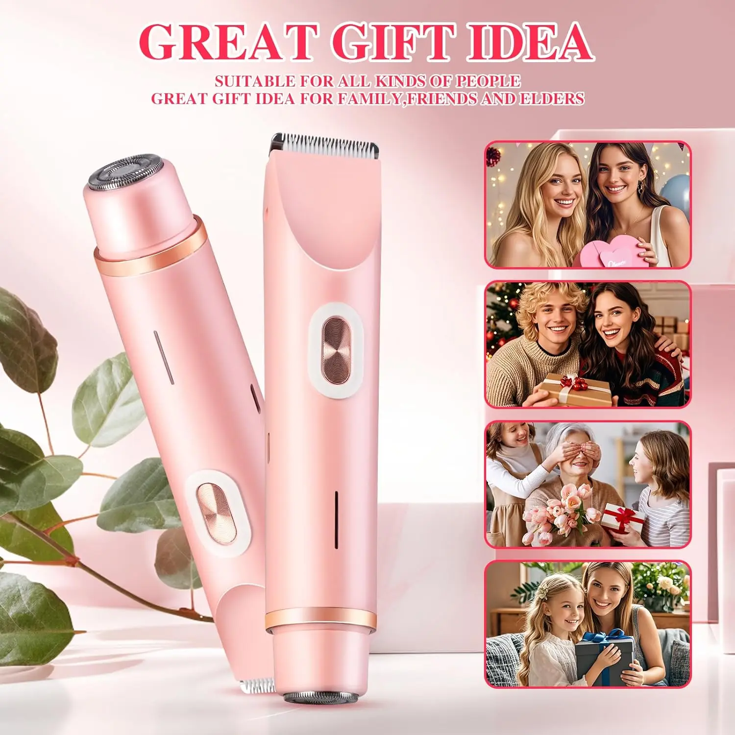 Womens Shaver Dual-Head Bikini Trimmer 2-In-1 Women's Body Shaver USB Charge Painless Electric Razors Silk Skin Removal Device