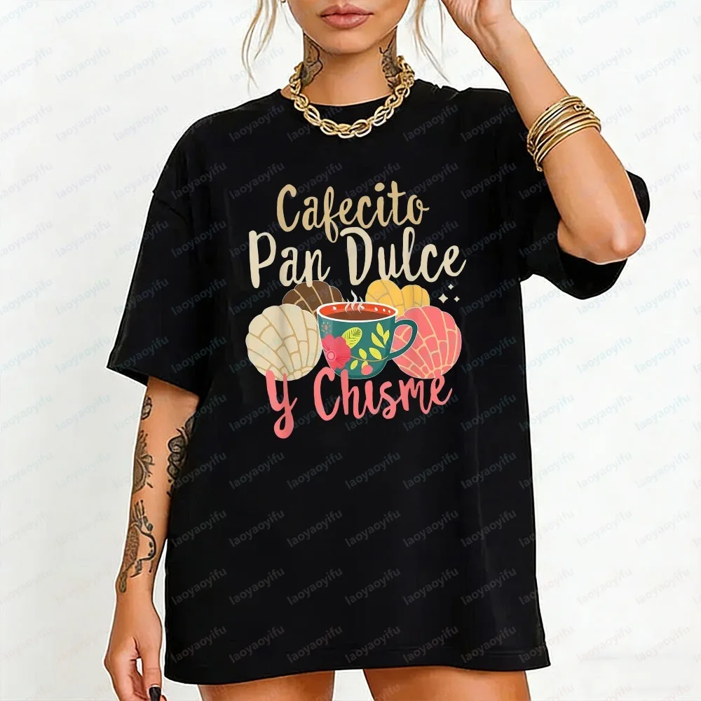 

Cafecito Pan Dulce Unisex T-Shirt Mexican Coffee Bread Graphic Tops Latinx Food Cotton Tee Women Classics Fashion Streetwear