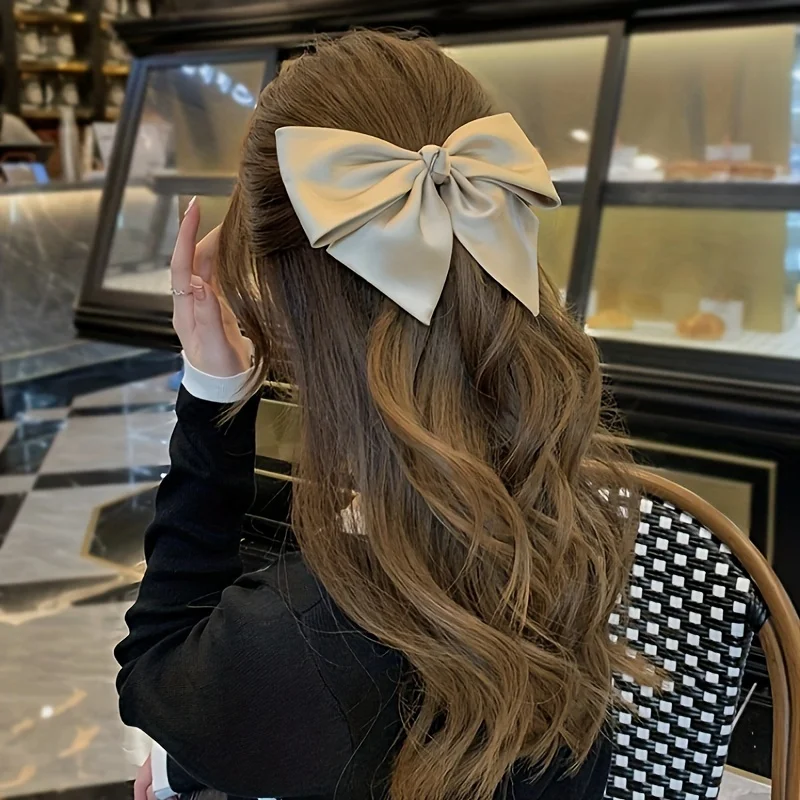 2pcs women's bow hair clip women's back of the head fabric spring clip high-end hair clip black temperament clip headwear hair a image 4