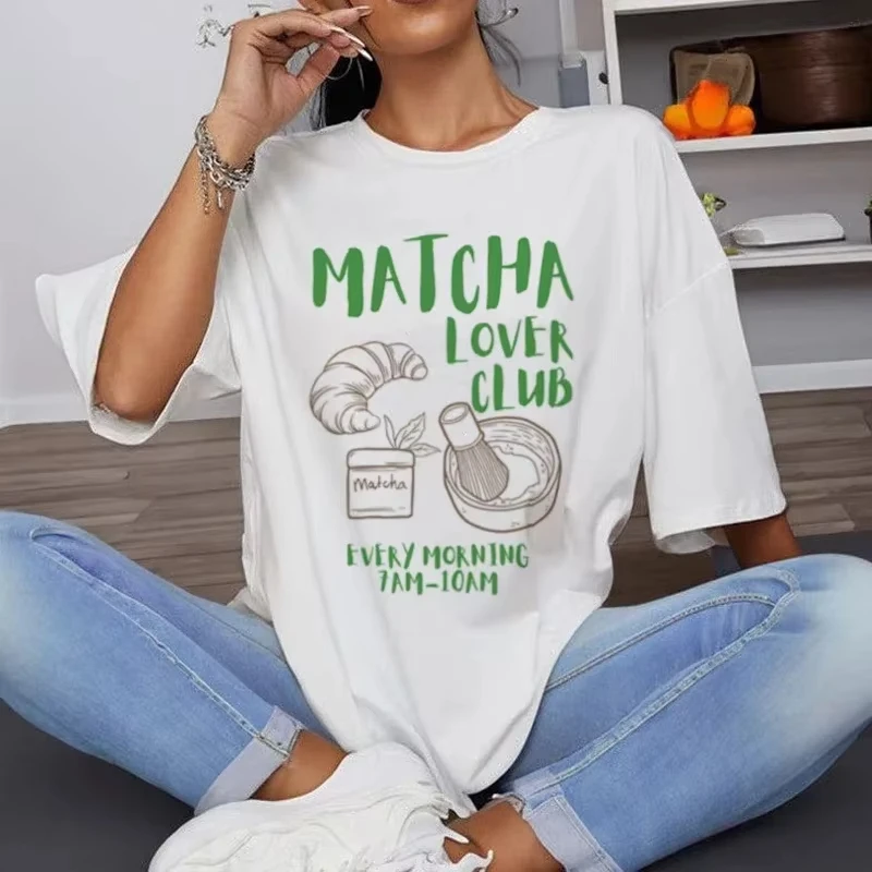 

Матча Lover Club Винтажные футболки для женщин Симпатичная футболка с коротким рукавом в стиле ретро Foodie Футболка Топы Подарочная футболка для женщин