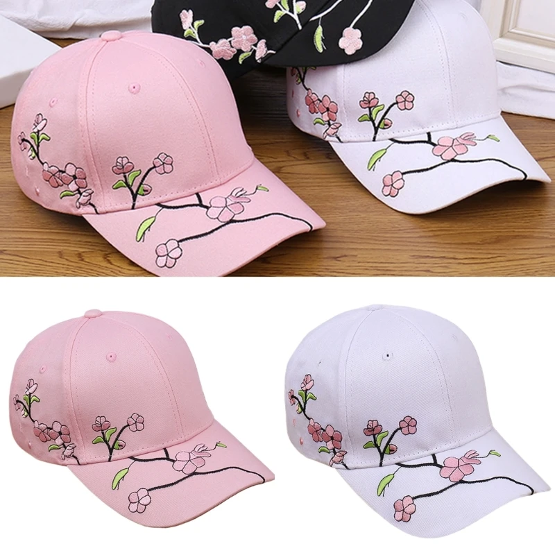 

Fashion Baseball Hat for Girl Embroidery Flower Hat Windproof Baseball Hat Breathable Sunproof Hat for Outdoor Activity