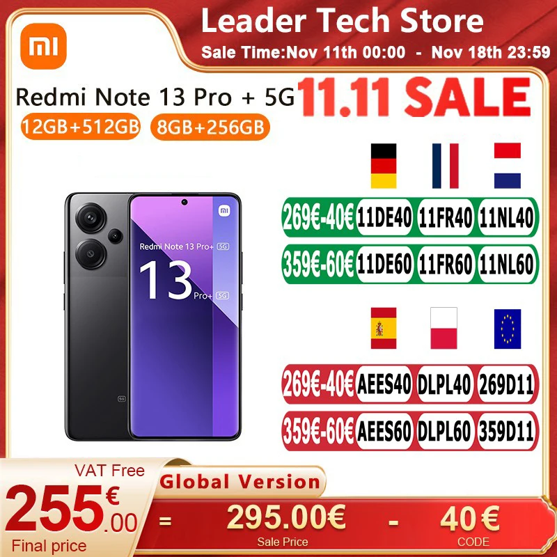 Global Version Xiaomi Redmi Note 13 Pro+  5G Smartphone NFC 200MP OIS Triple Camera 120Hz AMOLED 120W Charge