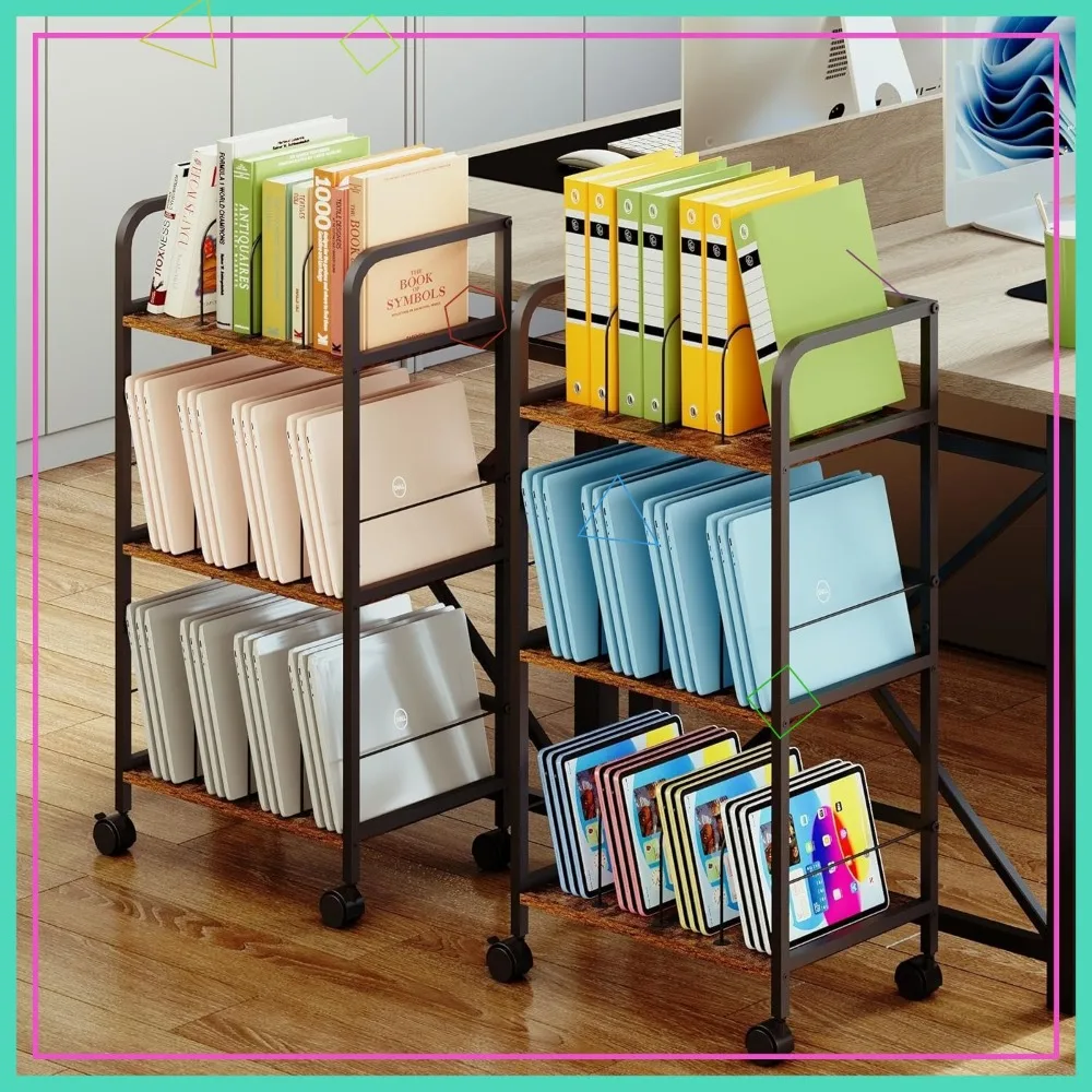 

Трехуровневая передвижная тележка для книг со съемными разделителями и колесами для офиса, дома, класса, для хранения и организации вещей