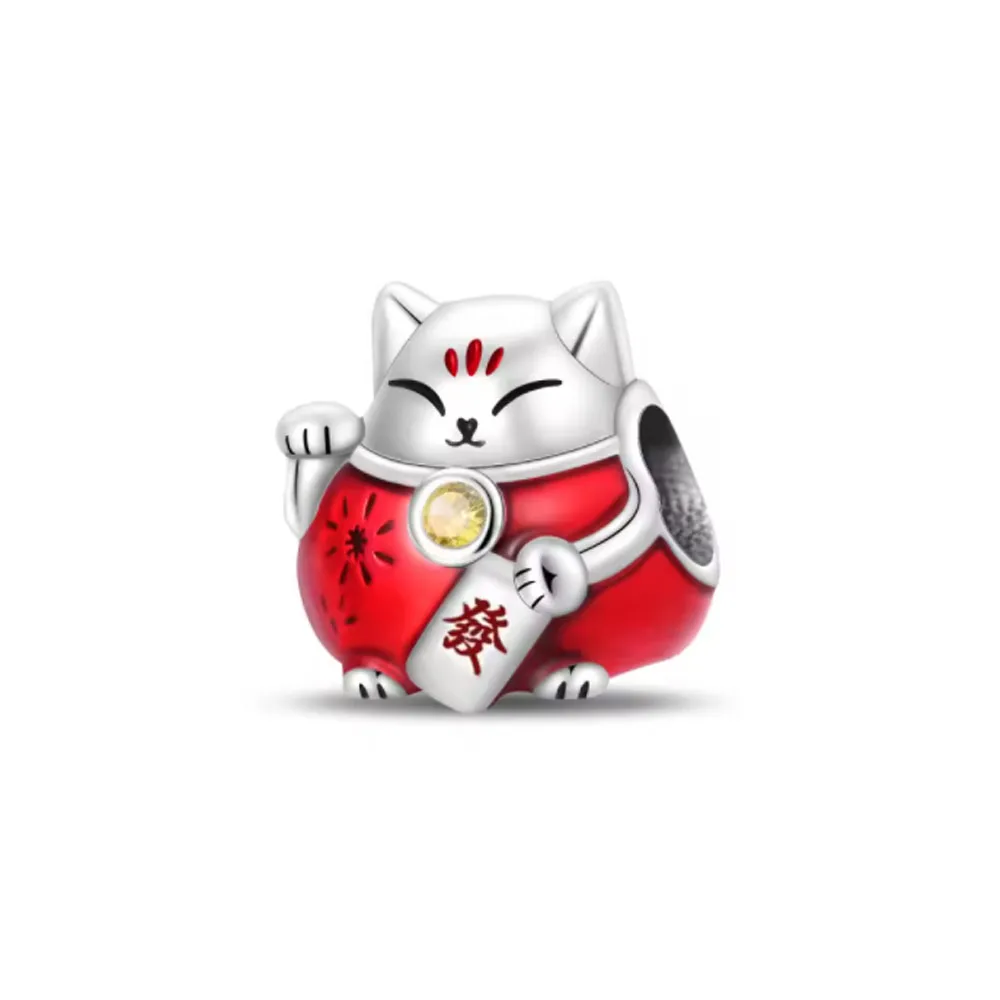 حار بيع 925 الفضة والفراولة والقطط وحقيبة قلادة بها خرزات مناسبة لسوار أوروبي أصلي لتقوم بها بنفسك اكسسوارات مجوهرات رائعة