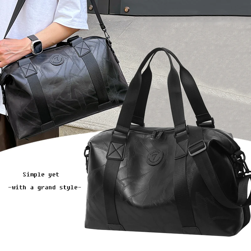 

Neutral color rectangular men's and women's PU travel bag, suitable for business trips and for men to use as a tote bag