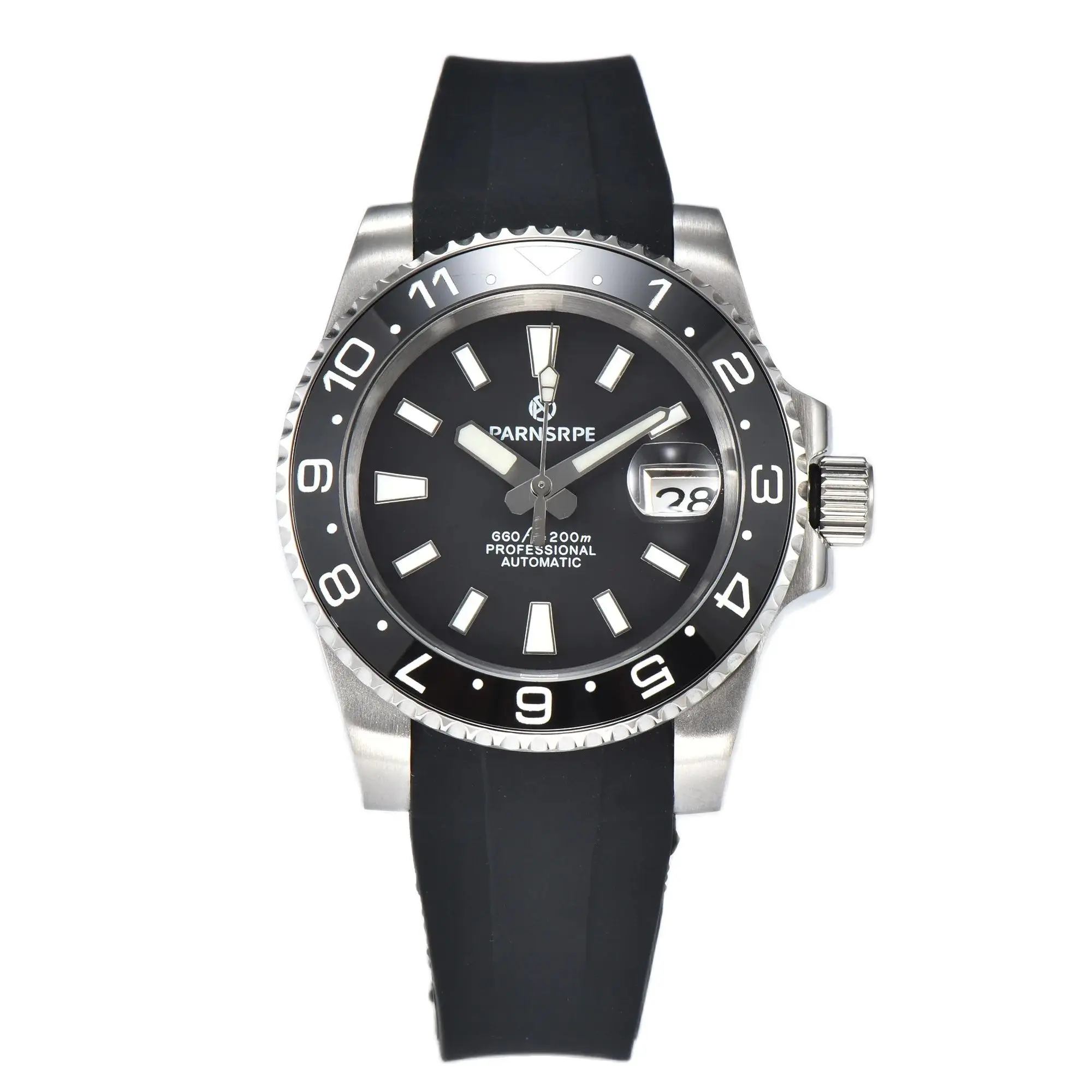 

PARNSRPE 40MM NH35A 20bar Men's automatic diving watch Bracelet 3.8 Crown sapphire crystal Luminous pointer