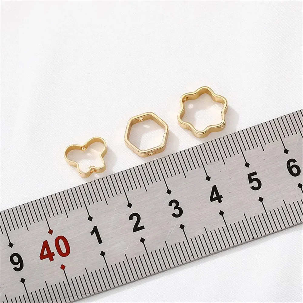 

14k Gold-Color Hexagonal Bead Ring Butterfly Plum Straight Hole Bead Ring DIY Handmade Jewelry Material Accessories Q006
